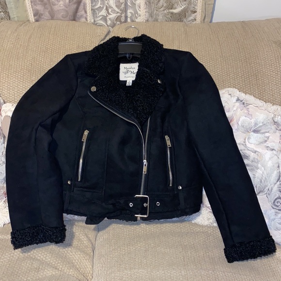 🖤NWOT Maralyn & Me Faux Shearling Moto Jacket - Picture 13 of 15